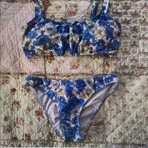 Floral Blue and Yellow Bikini Set